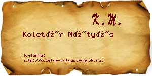 Koletár Mátyás névjegykártya