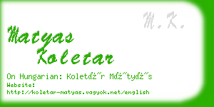 matyas koletar business card